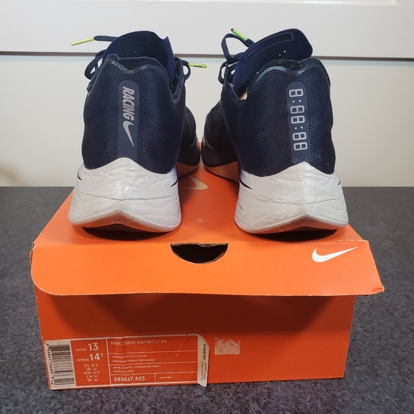 Nike Zoom Men's Size 13 Vaporfly 4% OBISIDAN BLUE GREY SILVER Running - Picture 4 of 9
